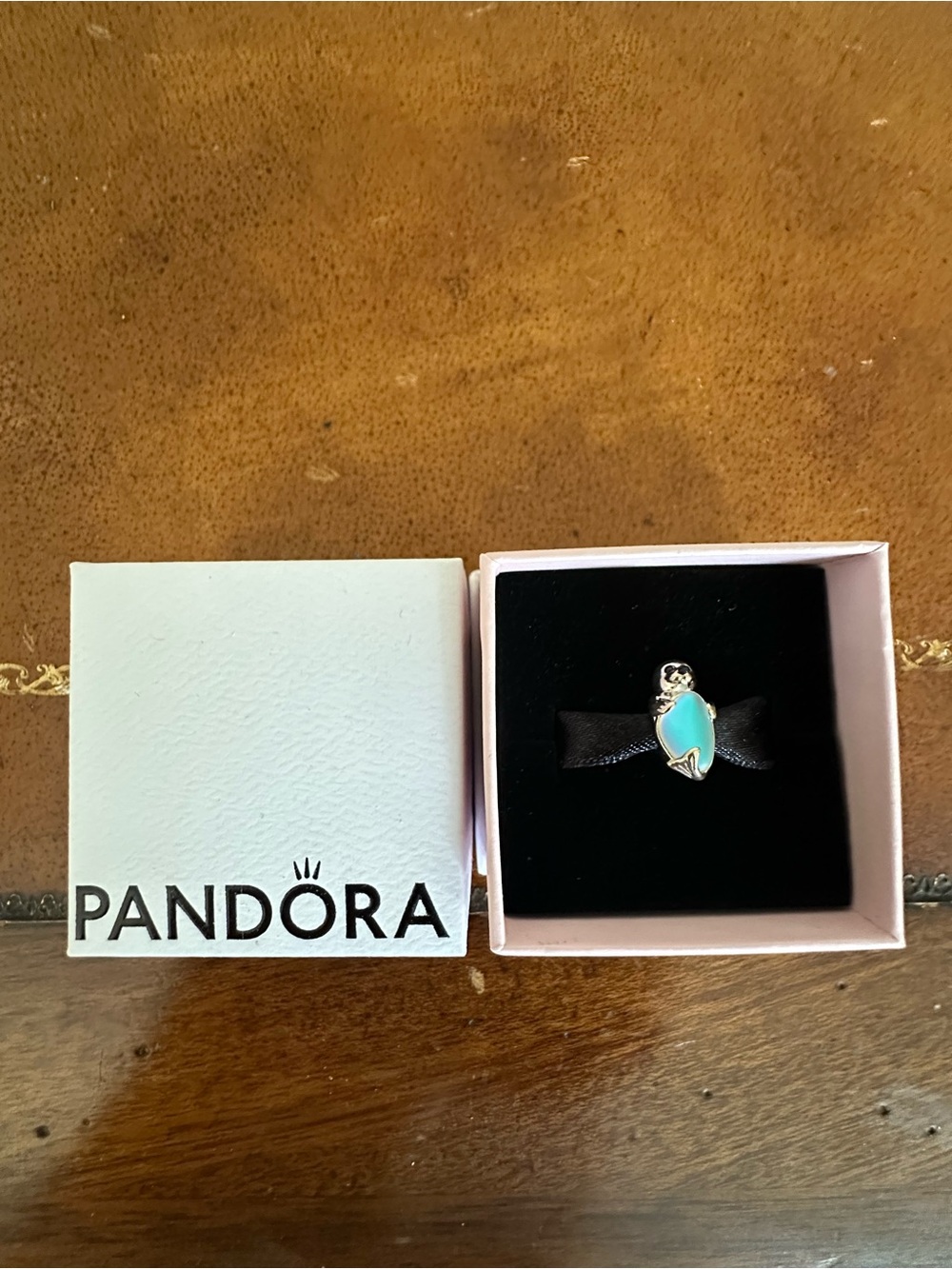 Pandora Turquoise Heart Pendant Charm with Sterling Accents